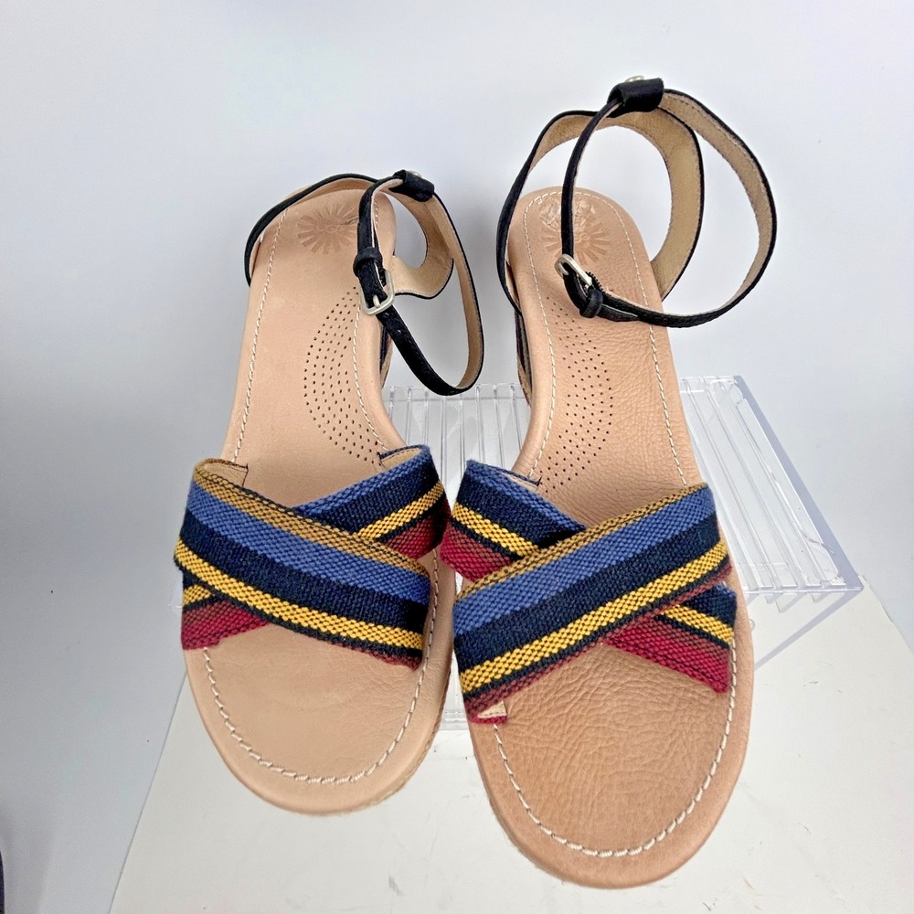 UGG Lucianna Santorini Espadrilles Nyssa Wedge Tribal Color Leather Women Size 8